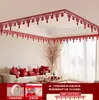 Decoração de Teto de Casa de Casamento Guirlanda Teto Decoração de Casamento Suprimentos Tecido Não Tecido Vermelho Cortina de Casamento Casa Nova Caractere de Felicidade Dupla