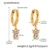 Aretes de Zirconia con Temperamento de Diamante Completo Rueda de la Fortuna Exquisitos de Nicho Versátiles Acero de Titanio Chapado en Oro Aretes que No se Desvanecen