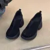 Mocasines de cuero genuino con suela gruesa de 7.5cm de altura y punta redonda para mujer, zapatos casuales versátiles de estilo británico