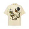 Camiseta de manga corta Stewell estilo americano con estampado callejero, cuello pequeño, manga media, algodón pesado, top de moda de comercio exterior transfronterizo