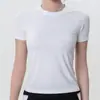 Top ligero de seda helada protector solar, camiseta deportiva de manga corta con cuello redondo de secado rápido, ropa deportiva de manga corta para exteriores y yoga para mujer