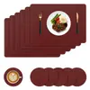 Manteles individuales creativos de cuero tejido a doble cara estilo nórdico, tapetes de mesa resistentes al calor, añadiendo un toque de lujo a hoteles y hogares, previniendo quemaduras