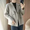 Nuevo Estilo Otoño e Invierno 2026 Abrigo de Doble Cara 100% Lana Pura para Mujer, Abrigo de Moda Estilo Coreano de Doble Botonadura Ajustado para Figuras Pequeñas