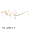 Gafas Graduadas Sin Montura con Borde Cortado en Diamante para Mujer, Disponibles con Lentes Graduadas, Monturas de Gafas Ultra Ligeras de Titanio Puro con Diamantes, Modernas para Caras Grandes
