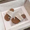 Sandalias de Tanga Tejidas Retro para Mujer, Nuevas Sandalias Slip-On de Nicho Verano 2026, Zapatos Planos Romanos de Playa