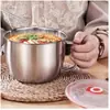 Tazón de Fideos Instantáneos Transfronterizo, Lonchera Estudiantil Multicapa con Compartimentos, Lonchera de Comedor con Asa, Tazón para Sopa y Arroz, Taza de Acero Inoxidable para Comida Rápida