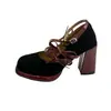 Zapatos Mary Jane de Tacón Grueso con Lazo Retro Novedad Primavera 2026 para Mujer Versátiles Tacones Súper Altos Zapatos de Cuero Bajos