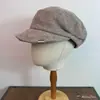 Gorra de pescador vintage de espiga plisada estilo japonés, estilo casual con visera suave, sombrero octagonal que adelgaza la cara, gorra de pintor artística y moderna