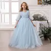 Exclusivo Transfronterizo Fiesta de Cumpleaños de Niña Vestido de Noche Performance de Piano Falda Larga Esponjosa Falda de Dama de Boda para Niña