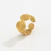 Accesorios de Moda Transfronterizos Europeos y Americanos, Anillo Abierto de Mariposa de Oro de 18 Quilates, Anillo Hueco de Acero Inoxidable de Estrella de Mar para Vacaciones