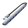 Hub USB 3.0 de 7 portas extensor um para sete hub hub hub divisor de 7 portas estação de acoplamento de computador liga de alumínio