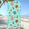 Toalha de Banho de Secagem Rápida Absorvente de Água Estilo Oceano Azul de Verão Microfibra Desenho Animado Tartaruga Estrela do Mar Toalha de Praia