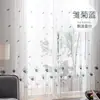Cortina de Gasa Bordada Nórdica Blanca Transparente No se ve a través Balcón Gasa Sala de Estar Dormitorio Ventana Abuhardillada Divisor Cortina de Gasa Terminada