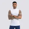 Colete Masculino Respirável de Secagem Rápida Gola Alta Justo Roupas Fitness Atletismo Corrida Competição Camiseta Sem Manga Top Esportivo Verão