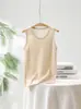 Camisola de Cachemira Pura con Cuello en U y Canalé Chaleco de Punto Clásico Versátil como Capa Base para Otoño e Invierno Camiseta Interior Cálida sin Mangas