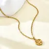 Moda Coreana Ins Colar com Pingente de Coração Retrô Feminino Aço Inoxidável Banhado a Ouro 18K Corrente Simples Personalizada para Clavícula Joia