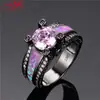 Anillo Redondo de Diamante Negro Dorado Rojo Rosa Rosa Aobao Estilo Ins de Amazon Europeo y Americano Anillo Versátil para Mujer