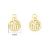 Pingente Redondo com Caractere de Bênção de Ano Novo Banhado a Ouro 14K que Preserva a Cor Charme para Pulseira DIY Joia Pulseira de Cabacinha Koi