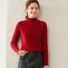 2024 Nuevo Suéter de Cachemir Puro de Montaña de Cuello Medio Alto para Mujer Otoño e Invierno Base Jacquard Hecho en Europa Suéter de Punto Holgado Rojo