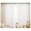 Cortina de Pantalla Gruesa Transparente Opaca Estilo Japonés Simple de Encaje Hueco y Gasa de Viento para Ventana de Mirador de Dormitorio y Sala de Estar Producto Terminado
