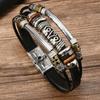 Pulsera Transfronteriza Nueva Europea y Americana Retro Hueca de Aleación Cuentas de Madera Multicapa con Cuentas Acero Inoxidable Cuero Joyería de Estilo Artístico