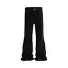 Jeans Masculino 2024 Estilo Americano High Street com Fita Longa, Chifre Micro Preto, Marca Tendência, Slim-fit, Emagrecedor, Calça Longa