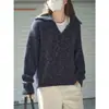 Nova Malha de Lã Inverno Estilo Coreano Preguiçoso Elegante Textura Mesclada Decote V Louvre Top Emagrecedor e Rejuvenescedor para Mulheres