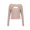 Novo Estilo Quente Outono Design Sense Feminino Conjunto de Duas Peças Slim-Fit Listrado Suéter Top