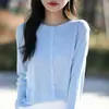 Nova Roupa de Tricô Feminina para Primavera e Outono Lã Fina Gola Redonda Cardigan Cor Sólida Solto Temperamento Top Roupa Externa Feminina