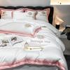 Algodón de Fibra Larga Primavera y Verano Nuevo Bordado Algodón Puro Juego de Cuatro Piezas Funda de Edredón Sábanas Ropa de Cama para Cuatro Estaciones Fabricantes Venta al por Mayor