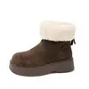 Botas de neve femininas com sola grossa, novo estilo inverno 2026, forradas com fleece e espessadas para aquecimento, botas Martin impermeáveis
