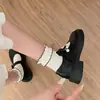 Zapatos de cuero para mujer estilo universitario 2026 primavera/otoño de corte bajo versátiles con perlas suela gruesa punta redonda zapatos Mary Jane para mujer