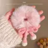 Elástico de Cabelo com Laço de Lã para Crianças, Lindo Elástico de Pelúcia para Rabo de Cavalo, Elástico de Borracha Artesanal DIY, Acessórios de Cabelo para Meninas