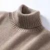 Versátil novo suéter de malha grossa de cashmere para outono e inverno masculino, gola alta, cor sólida, modelagem solta, camisa básica casual simples