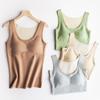 Jingxiu Otoño e Invierno Polar de Doble Cara Sujetador de Una Pieza Chaleco Cálido Nuevo para Mujer Ropa Interior Térmica Sin Costuras con Almohadilla en el Pecho