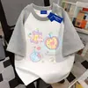 Camiseta de Manga Curta Estrela Estilo Americano Vintage 100% Algodão Puro para Homens e Mulheres, Design de Verão, Corte Solto, Top Patchwork para Casal