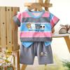 Traje de Manga Corta para Niños Niños, Camiseta de Algodón de Verano para Niños, Ropa para Bebés Niños, Estilo Coreano Transpirable para Niños Pequeños Niñas