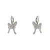 Pinzas para Orejas de Mariposa de Lujo Ligero Estilo Francés Versátiles de Gama Alta con Microincrustaciones de Zirconia para Mujer, Pendientes Personalizados Exquisitos de Moda Super Brillantes al por Mayor