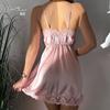 Robe de Cetim Guiruo Decote em V Profundo Bordado de Renda Lingerie Sexy Alça Fina Roupa de Dormir Casual Confortável Roupa de Casa conjunto 267