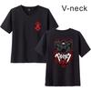 Camiseta de manga corta con cuello en V informal para parejas con estampado de anime de Amazon, estilo espada de verano, Berserk legendario, combinable