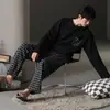 Pijama para adolescentes, conjunto casual de manga larga con dibujos animados para hombre, primavera y otoño, ropa para dormitorio de estudiante de secundaria, ropa de estar para otoño e invierno, conjunto de dos piezas