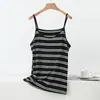 Nueva Camisola Adelgazante de Modal con Cuello Redondo Rayada para Mujer, Delgada sin Mangas Versátil Primavera/Verano Talla Grande Camiseta Interior