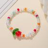 Pulsera de tulipán de cuentas de arroz de vidrio nuevas, pulsera de flores de moda, pequeña, fresca, hecha a mano, pulsera de flores con cuentas al por mayor para mujer