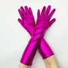Luvas de Couro Patente de Comprimento Médio Luvas de Couro Elásticas Apertadas Apertadas Palco Sexy Boate Estilo Inverno