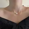 Colar de Pérolas com Fio de Pesca Feminino 2025 Novo Alto Padrão Luxo Leve Nicho Simples Elegante Corrente para Clavícula