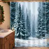 Cortina de ducha para fiesta de Navidad más vendida de Temu transfronteriza, con estampado digital de un muñeco de nieve navideño, simple y elegante para uso en el hogar y el baño