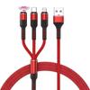 Cable de datos de carga rápida 3A de un solo arrastre, tres cables trenzados de nailon de 1,2 m, cable de carga para teléfono móvil TIPO C, Android Lightning