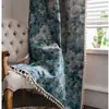 Cortinas Retro Estilo Americano con Rosas, Más Vendidos Transfronterizos, Estilo Pintura al Óleo Jacquard, Semioscuras, Cortinas sin Taladro para Ventanas de Mirador de Dormitorio