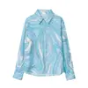 Camisa de Verano para Mujer con Estampado Europeo y Americano, Botones y Mangas Largas 20649