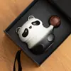 Taza de Té de Cerámica de Panda Taza para Oficina en Casa con Tapa Filtro Taza Linda para Separación de Té para Mujeres